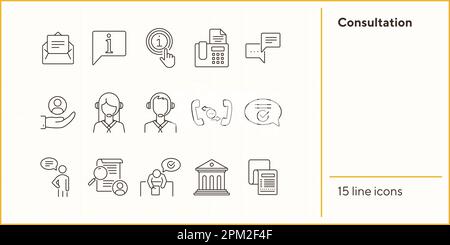 Set di icone della linea di consultazione Illustrazione Vettoriale