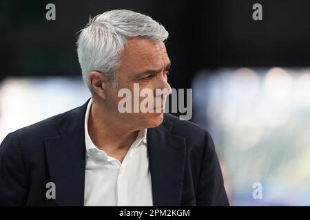 PalaBarton, Perugia, Italia, 10 aprile 2023, anastasi andrea (allenatore susa Perugia) durante il Play Off - Sir Safety Susa Perugia vs Allianz MIL Foto Stock