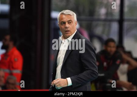 PalaBarton, Perugia, Italia, 10 aprile 2023, anastasi andrea (allenatore susa Perugia) durante il Play Off - Sir Safety Susa Perugia vs Allianz MIL Foto Stock