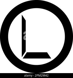 Bordo della parte per l'immagine angolo cornice icona in cerchio rotondo nero colore vettore illustrazione immagine contorno solido stile semplice Illustrazione Vettoriale