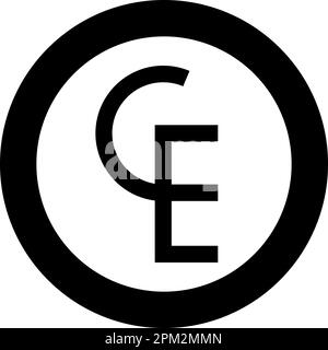 Simbolo euro-valuta ECU simbolo europeo ecu CE ce icona in cerchio colore nero rotondo vettore illustrazione immagine contorno solido stile semplice Illustrazione Vettoriale
