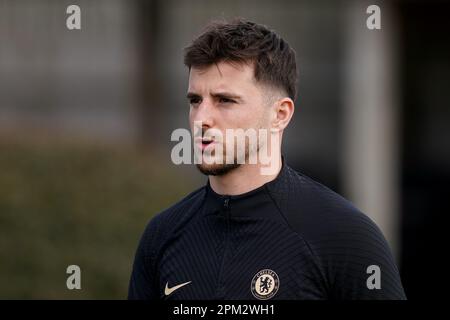 Mason Mount di Chelsea durante una sessione di allenamento al Cobham Training Ground, Londra. Data immagine: Martedì 11 aprile 2023. Foto Stock