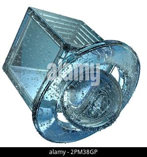 Scatole a geometria trasparente isolate simili a cristalli astratte atmosfera fredda gelido elegante e moderno 3D rendering materiale di design Foto Stock