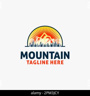 Design del logo Mountain Landscape Illustrazione Vettoriale