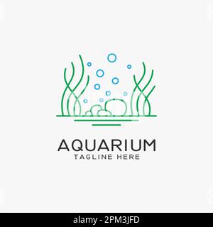 Logo Aquarium con linee di alghe Illustrazione Vettoriale