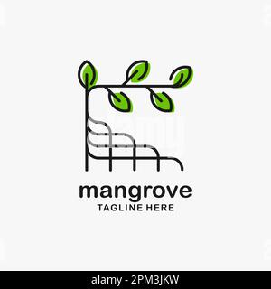 Logo di alberi di mangrovie Illustrazione Vettoriale