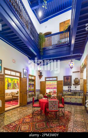 Marocco, Marrakech Safi regione, Essaouira, patrimonio mondiale dell'UNESCO, Dar Halima o D'ART Halima è un autentico riad di oltre 3 secoli di età situato nel cuore della medina e che ha conservato le sue tessere zellij autentici marocchini Foto Stock