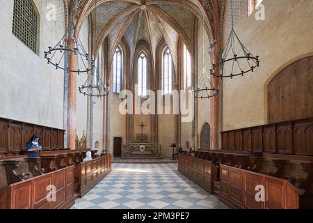 Francia, Gers, Boulaur, abbazia cistercense di San Marie, la navata della chiesa abbaziale Foto Stock