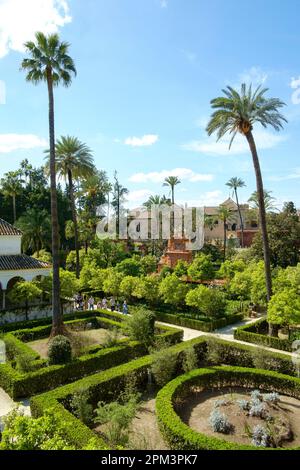 Giardini di danza Real Alcazar Siviglia Sito Patrimonio dell'Umanità dell'UNESCO Foto Stock