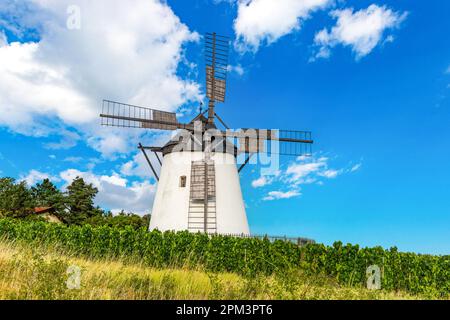 Vecchio mulino a vento vicino Retz villaggio in Austria. Foto Stock