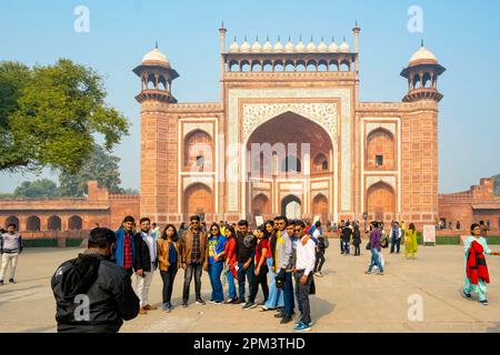 India, Utttar Pradesh, Agra, la moschea del Taj Mahal Foto Stock
