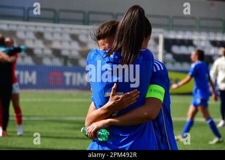 Vercelli, Italia. 11th Apr, 2023. Vercelli, Vercelli, Italia, 11 aprile 2023, Delusion Italia durante il turno 2 - Qualifiers europei - Donne sotto i 19 anni - Italia vs Austria - Altro credito: Live Media Publishing Group/Alamy Live News Foto Stock