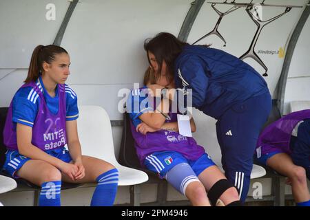 Vercelli, Italia. 11th Apr, 2023. Delusion Italia durante il turno 2 - Qualifiers europei per donne sotto i 19 anni - Italia vs Austria, altri a Vercelli, Italia, Aprile 11 2023 Credit: Independent Photo Agency/Alamy Live News Foto Stock