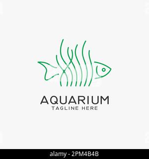 Alghe e logo di pesce Illustrazione Vettoriale
