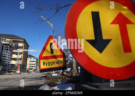 Cantiere in zona residenziale. Foto Stock