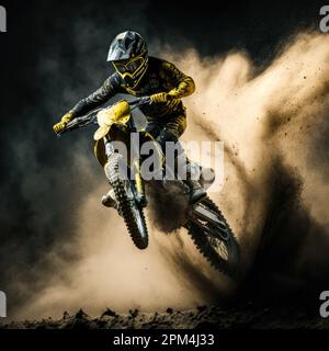 motocross salto sport sporco sfondo illustrazione Foto Stock