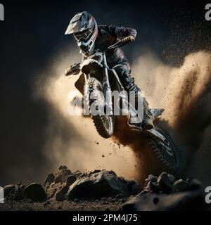 motocross salto sport sporco sfondo illustrazione Foto Stock