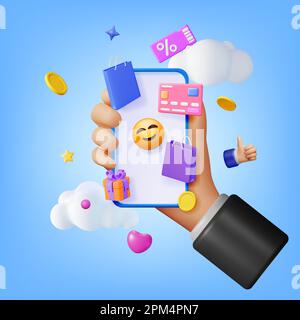 3D concetto di shopping online. Illustrazione Vettoriale