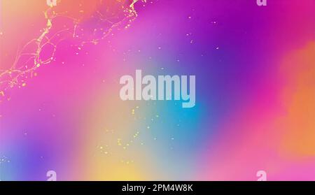 Arcobaleno colori sfondo astratto con polvere d'oro, vene o crepe. Modello di banner dai colori vivaci del concetto Dream sui contenuti dolci. Carino cartone animato Illustrazione Vettoriale