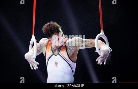 ANTALYA - Nico van den BOOGAARD in azione sugli anelli durante i campionati europei ad Antalya, Turchia. ANP IRIS VANDEN BROEK Foto Stock