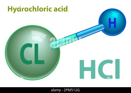 Illustrazione astratta del concetto di molecola di acido cloridrico Illustrazione Vettoriale