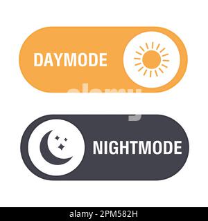 Pulsante di commutazione modalità diurna e notturna. Tema chiaro e scuro. Illustrazione vettoriale Illustrazione Vettoriale