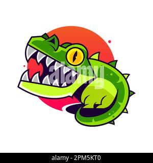 Ornamento etnico tribale dipinto da coccodrillo, alligatore o animale. Illustrazione vettoriale disegnata a mano con elementi decorativi Illustrazione Vettoriale