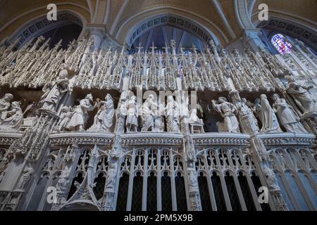 La parete del coro, Cattedrale di Chartres, Francia Foto Stock