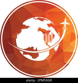 Modello del logo vettoriale dell'agenzia di viaggi. Logo vacanza modello globo viaggio logo disegno vettoriale. Illustrazione Vettoriale