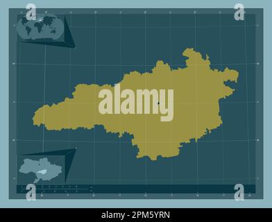 Kirovohrad, regione dell'Ucraina. Forma a tinta unita. Mappe delle posizioni ausiliarie degli angoli Foto Stock