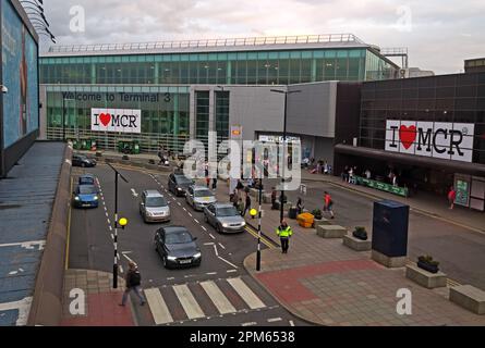 Aeroporto Internazionale di Manchester, Terminal 3, Greater Manchester, Inghilterra, Regno Unito, M90 1QX Foto Stock