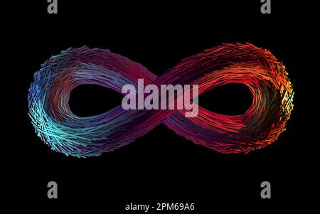 Ciclo infinito o infinito dettagliato e colorato - 3D Illustrazione Foto Stock