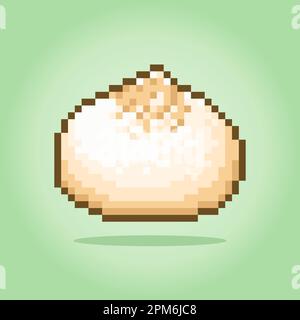 dim sum pixel a 8 bit. Cibo per giochi di asset in illustrazioni vettoriali. Illustrazione Vettoriale