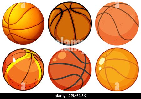 Illustrazione del set di palline da basket Illustrazione Vettoriale