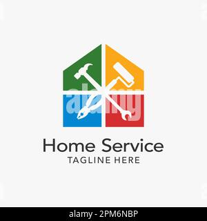 Home Service strumenti logo design Illustrazione Vettoriale