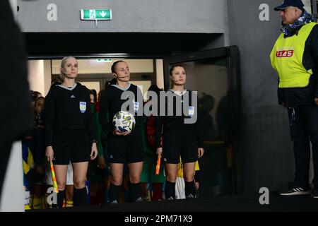 Cansu Tiryaki,Sedef Aktan, Arzu Gorgun durante la partita di calcio femminile amichevole Romania vs Marocco , 12.04.2023 , Bucarest, Stadio Arcul de triumf , Foto Stock