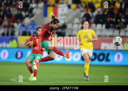 Ghizlane Chebbak #7 durante la partita di calcio femminile internazionale Romania vs Marocco , 12.04.2023 , Bucarest , Romania ,Cristi Stavri Foto Stock