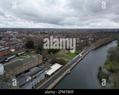 Bedford lungofiume e città Bedfordshire Regno Unito Drone, Aerial, Foto Stock