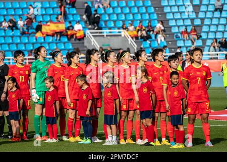 Ibiza, Spagna. 11th Apr, 2023. Team China prima della partita internazionale amichevole delle donne tra la Spagna e la Cina a Can Misses a Ibiza, Spagna. (LEITING GAO/SPP) Credit: SPP Sport Press Photo. /Alamy Live News Credit: SPP Sport Press Photo. /Alamy Live News Foto Stock