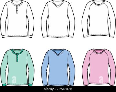 Set di jumper femminili. Anteriore e posteriore. Illustrazione Vettoriale