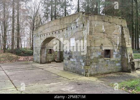 Francia, Seine Maritime, Ardouval, V1 sito di Val Ygot, amagnétique edificio Richthaus per la regolazione della bomba volante V1 Foto Stock