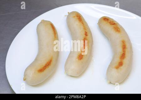 Francia, Ardennes, Rethel, Demoizet salcuterie famoso per il budino bianco, budino bianco da Rethel (IGP) prodotto dalla stessa famiglia dal 1939 Foto Stock