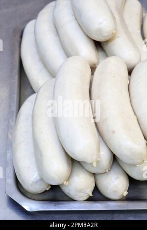 Francia, Ardennes, Rethel, Demoizet salcuterie famoso per il budino bianco, budino bianco da Rethel (IGP) prodotto dalla stessa famiglia dal 1939 Foto Stock