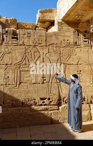 Egitto, Alto Egitto, Valle del Nilo, dintorni di Luxor, la necropoli di Tebe, patrimonio mondiale dell'UNESCO, zona occidentale, Medinet Habou, Tempio di Ramses III Foto Stock