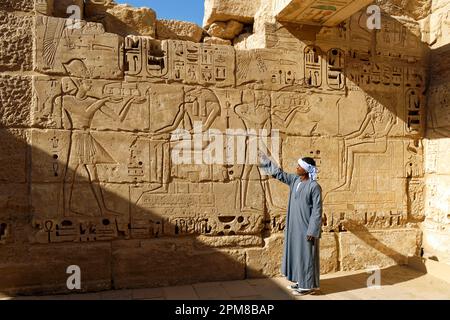 Egitto, Alto Egitto, Valle del Nilo, dintorni di Luxor, la necropoli di Tebe, patrimonio mondiale dell'UNESCO, zona occidentale, Medinet Habou, Tempio di Ramses III Foto Stock