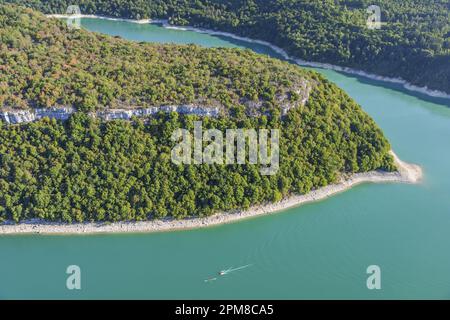 Francia, Giura, Lago Vouglans (Vista aerea) Foto Stock