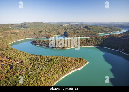 Francia, Giura, Lago Vouglans (Vista aerea) Foto Stock