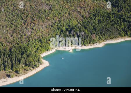 Francia, Giura, Lago Vouglans (Vista aerea) Foto Stock