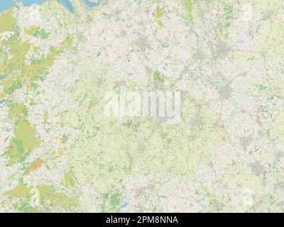 West Midlands, regione del Regno Unito. Aprire la mappa stradale Foto Stock