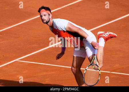 Monte Carlo, Monaco. 11th Apr, 2023. Monte-Carlo Country Club MONTE-CARLO, MONACO - APRILE 11: Ivan Gakhov gioca in azione contro Novak Djokovic di Serbia durante il terzo giorno del Rolex Monte-Carlo Masters al Monte-Carlo Country Club il 11 Aprile 2023 a Monte-Carlo, Monaco. (Foto di Marcio Machado/Eurasia Sport Images/SPP) (Eurasia Sport Images/SPP) Credit: SPP Sport Press Photo. /Alamy Live News Foto Stock